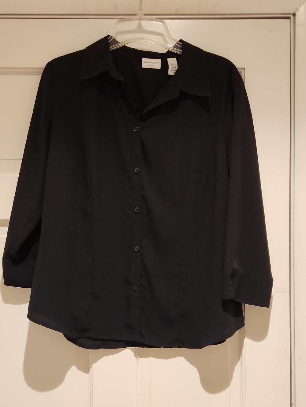 Covington Black Button-Front Shirt Women's L Business Casual